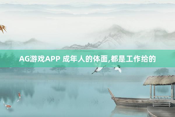 AG游戏APP 成年人的体面,都是工作给的