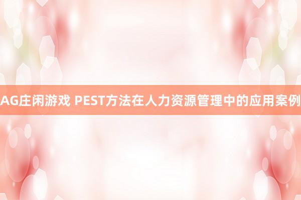 AG庄闲游戏 PEST方法在人力资源管理中的应用案例