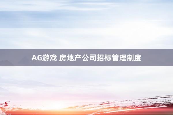 AG游戏 房地产公司招标管理制度