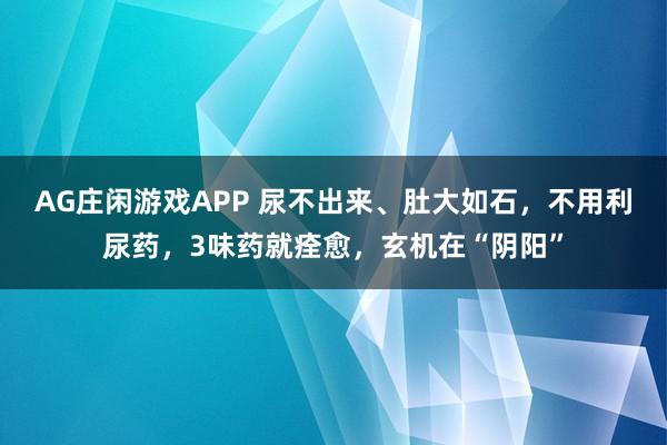 AG庄闲游戏APP 尿不出来、肚大如石，不用利尿药，3味药就痊愈，玄机在“阴阳”
