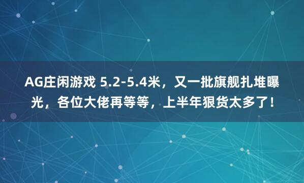 AG庄闲游戏 5.2-5.4米，又一批旗舰扎堆曝光，各位大佬再等等，上半年狠货太多了！
