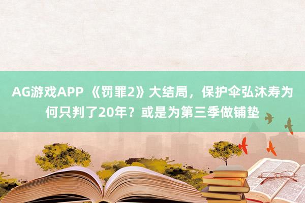 AG游戏APP 《罚罪2》大结局，保护伞弘沐寿为何只判了20年？或是为第三季做铺垫