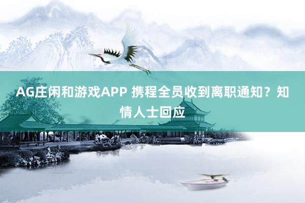 AG庄闲和游戏APP 携程全员收到离职通知？知情人士回应