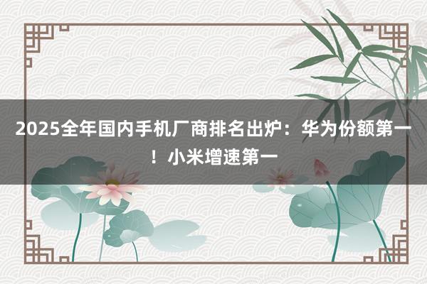 2025全年国内手机厂商排名出炉：华为份额第一！小米增速第一
