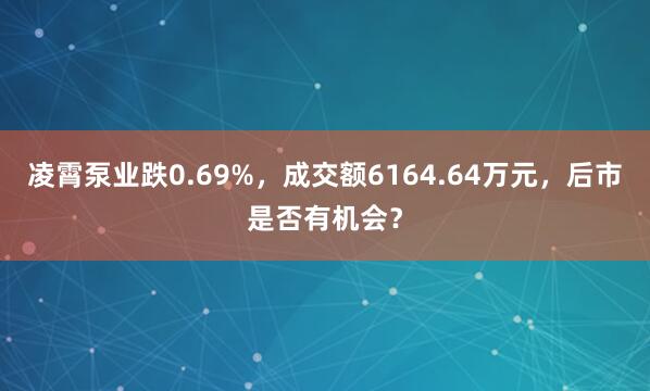 凌霄泵业跌0.69%，成交额6164.64万元，后市是否有机会？