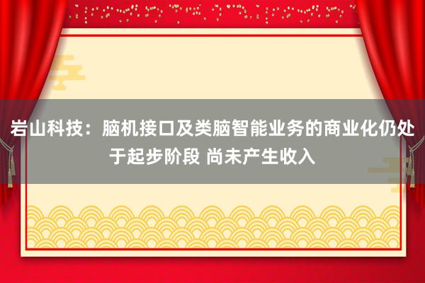 岩山科技：脑机接口及类脑智能业务的商业化仍处于起步阶段 尚未产生收入
