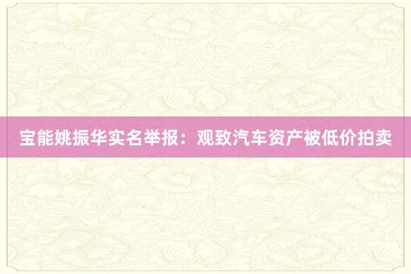 宝能姚振华实名举报：观致汽车资产被低价拍卖