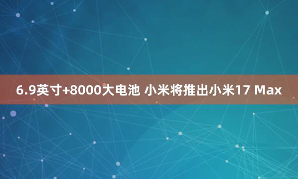 6.9英寸+8000大电池 小米将推出小米17 Max