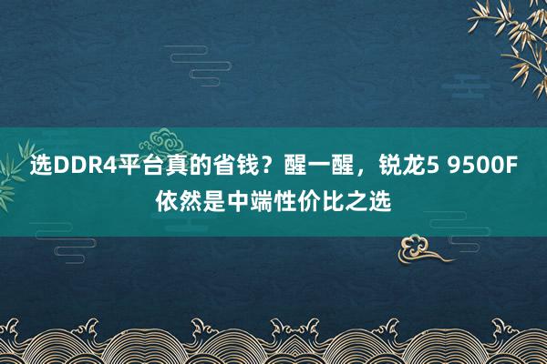 选DDR4平台真的省钱？醒一醒，锐龙5 9500F依然是中端性价比之选