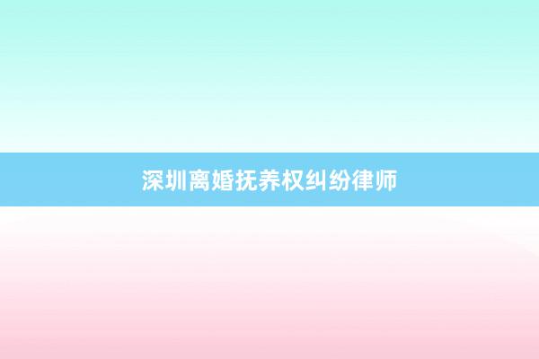 深圳离婚抚养权纠纷律师