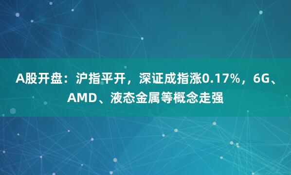 A股开盘：沪指平开，深证成指涨0.17%，6G、AMD、液态金属等概念走强