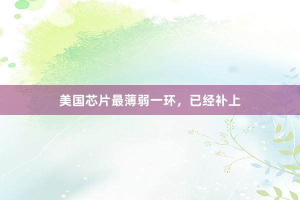 美国芯片最薄弱一环，已经补上