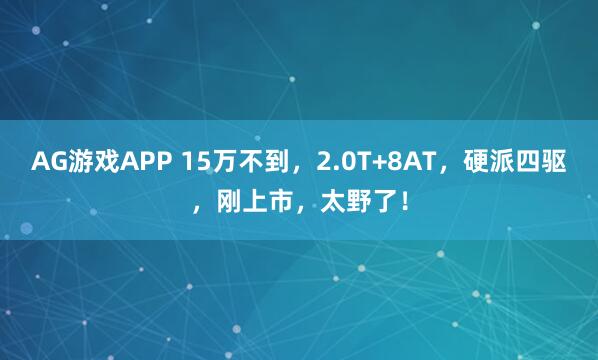 AG游戏APP 15万不到，2.0T+8AT，硬派四驱，刚上市，太野了！