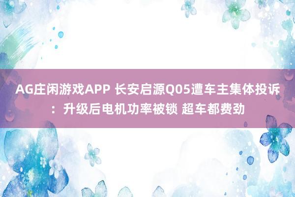 AG庄闲游戏APP 长安启源Q05遭车主集体投诉：升级后电机功率被锁 超车都费劲