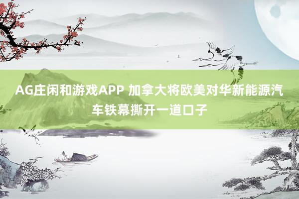 AG庄闲和游戏APP 加拿大将欧美对华新能源汽车铁幕撕开一道口子