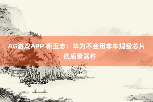 AG游戏APP 靳玉志：华为不会用非车规级芯片、低质量器件