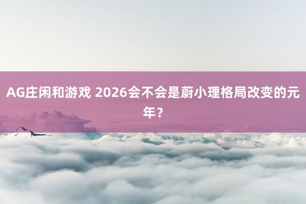 AG庄闲和游戏 2026会不会是蔚小理格局改变的元年？