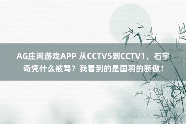 AG庄闲游戏APP 从CCTV5到CCTV1，石宇奇凭什么被骂？我看到的是国羽的骄傲！