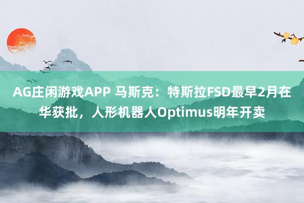 AG庄闲游戏APP 马斯克:特斯拉FSD最早2月在华获批,人形机器人Optimus明年开卖