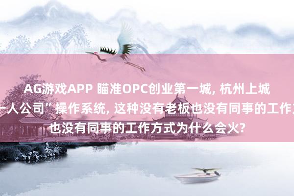 AG游戏APP 瞄准OPC创业第一城， 杭州上城发布全国首个“一人公司”操作系统， 这种没有老板也没有同事的工作方式为什么会火?