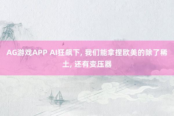AG游戏APP AI狂飙下， 我们能拿捏欧美的除了稀土， 还有变压器