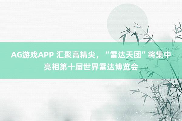 AG游戏APP 汇聚高精尖，“雷达天团”将集中亮相第十届世界雷达博览会